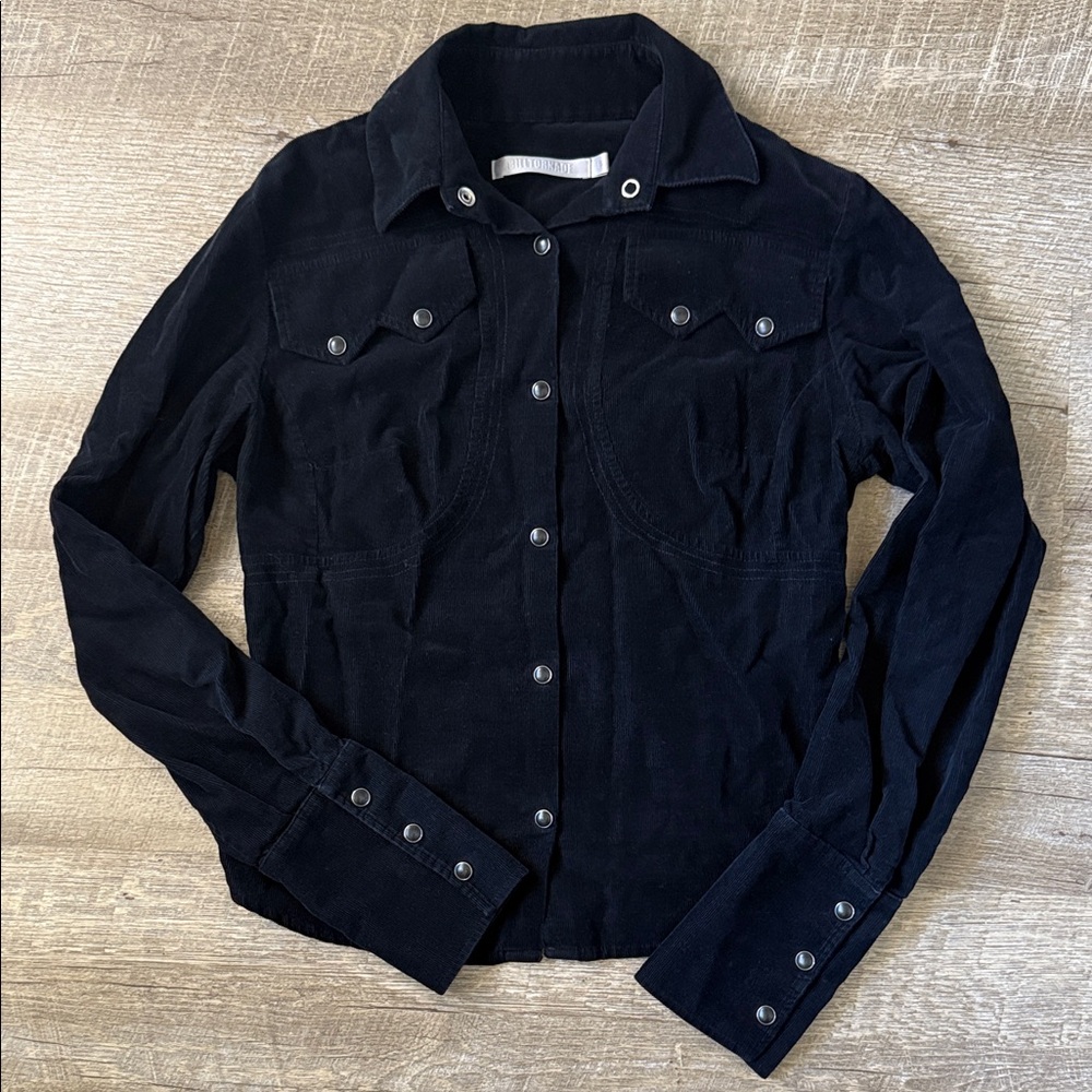 Billtornade Black Coderoy Scorpio Button Up Size Small